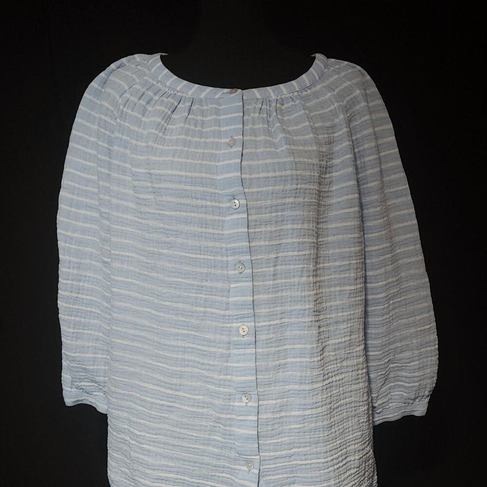 J jill Blue White XL Blouse
